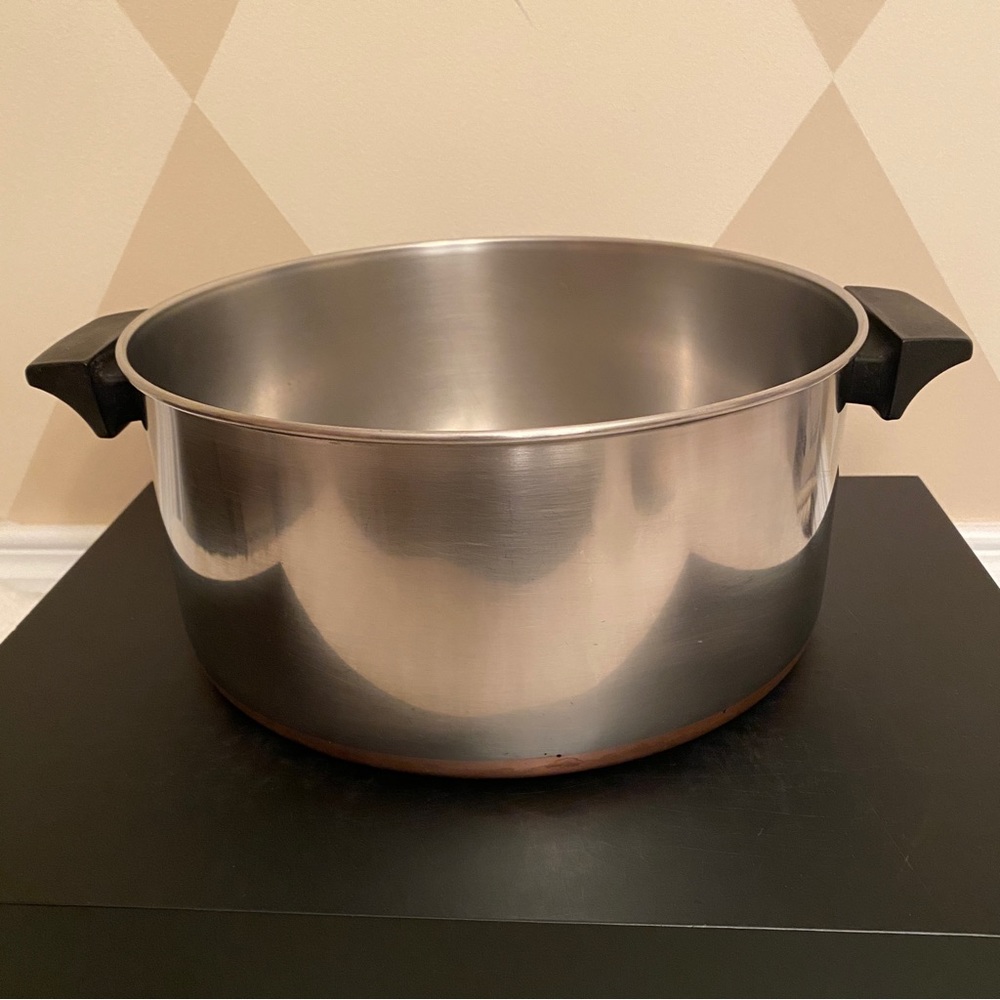 1801 Revere Ware Copper Clad Bottom Stainless Steel 6 Qt Stock Pot Vintage
